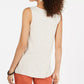 Blusa feminina listrada sem mangas estilo &amp; co, bege, tamanho pequeno