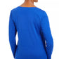 Karen Scott Top Feminino Petite de Algodão com Enfeites Azul Tamanho Petit