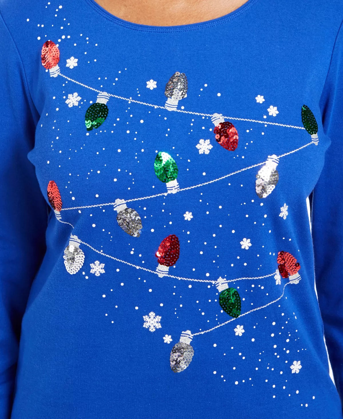 Karen Scott Top Feminino Petite de Algodão com Enfeites Azul Tamanho Petit