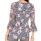 Blusa feminina estampada com decote aberto Charter Club, azul, tamanho X-S