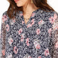 Blusa feminina estampada com decote aberto Charter Club, azul, tamanho X-S