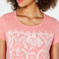 Camiseta feminina pequena com estampa gráfica Style &amp; Co, laranja, tamanho PS