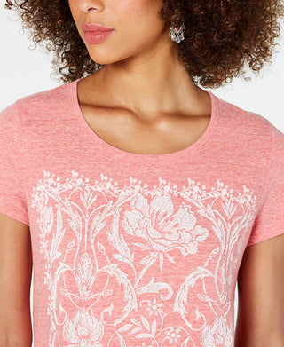 Camiseta feminina pequena com estampa gráfica Style &amp; Co, laranja, tamanho PS