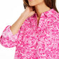 Blusa estampada de linho feminina Charter Club, rosa, tamanho pequeno