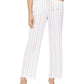 Calça feminina listrada JM Collection, branca, tamanho X-G