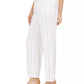 Calça feminina listrada JM Collection, branca, tamanho X-G