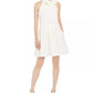 Vestido feminino Vince Camuto com decote laço e ajuste evasê, branco, tamanho 14