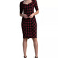 Vestido casual feminino Trina Turk xadrez com decote redondo, preto, tamanho 4
