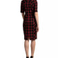 Vestido casual feminino Trina Turk xadrez com decote redondo, preto, tamanho 4