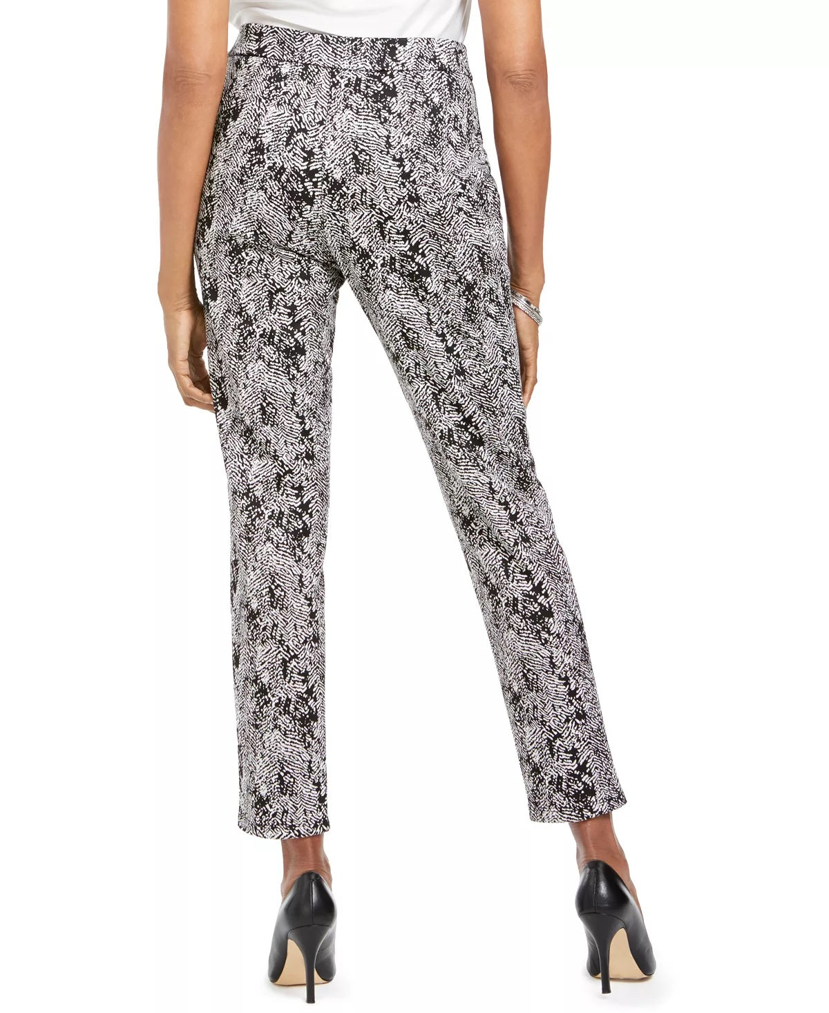 Calça feminina estampada JM Collection preta tamanho XX-G