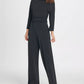 Macacão feminino DKNY com babados e gola alta, preto, tamanho 12
