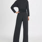 Macacão feminino DKNY com babados e gola alta, preto, tamanho 12