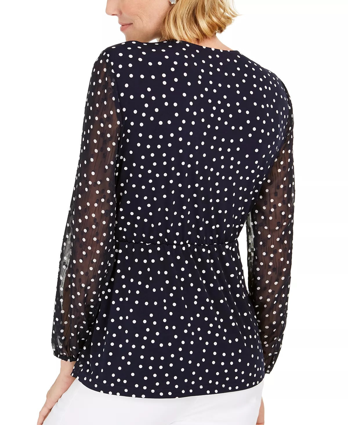Charter Club Top feminino com bolinhas, azul brilhante, tamanho grande