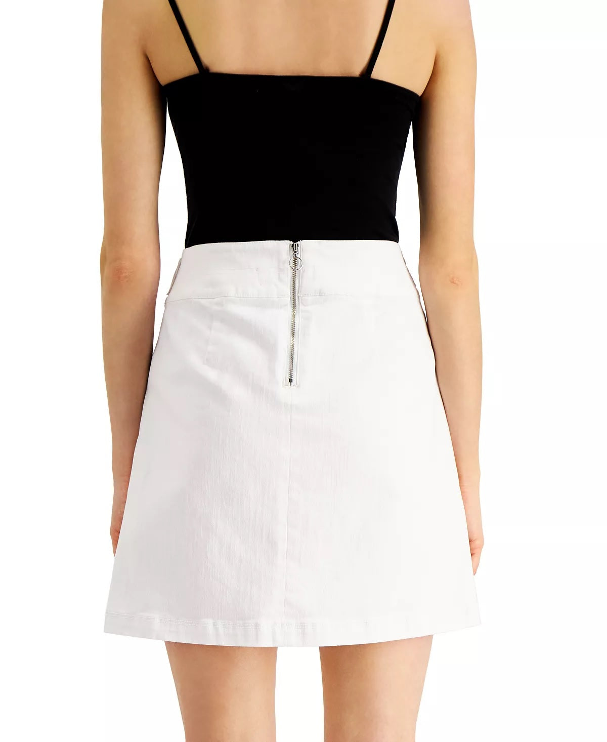 Mini saia jeans estilo marinheiro feminina INC International Concepts, branca, tamanho 0