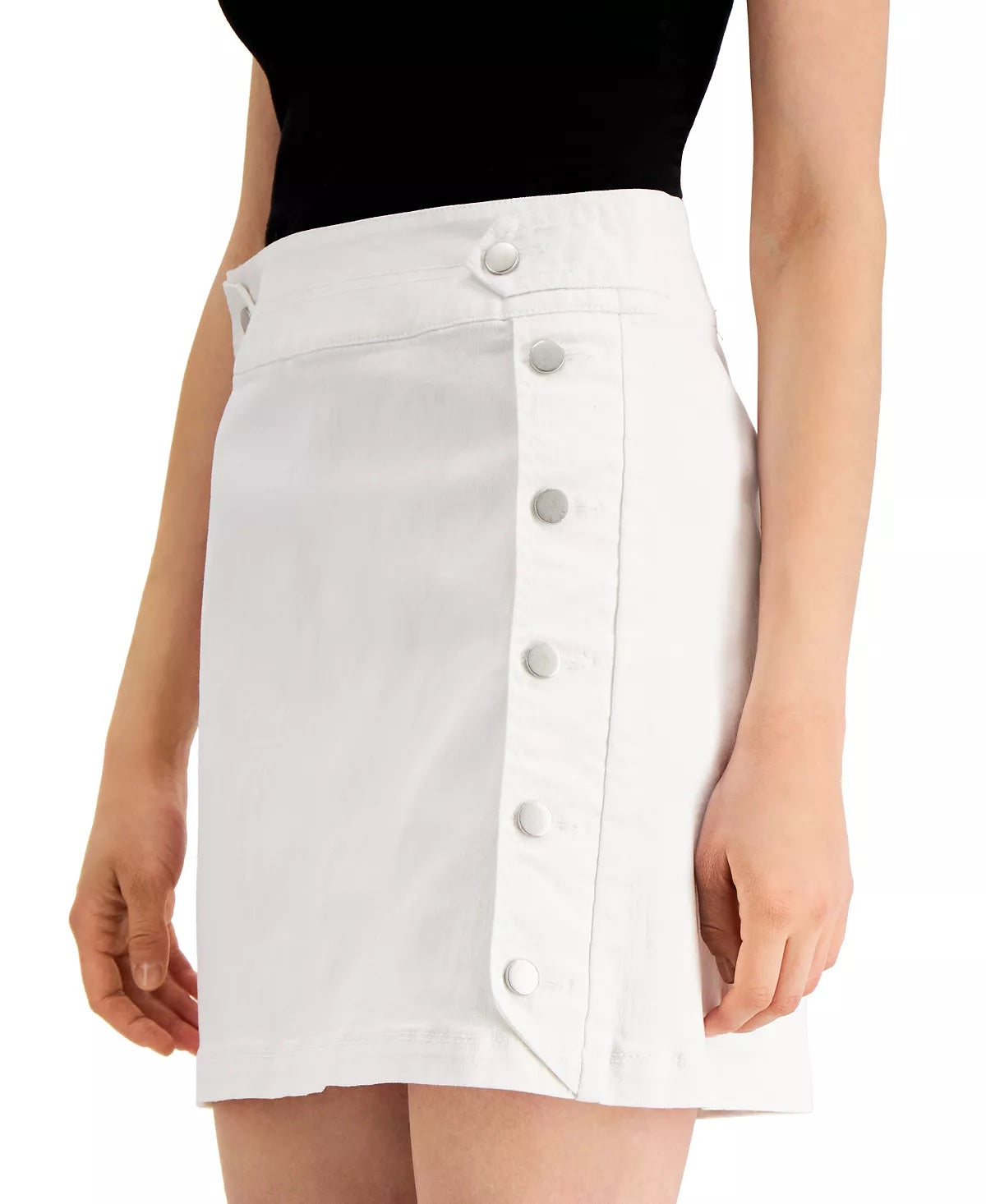 Mini saia jeans estilo marinheiro feminina INC International Concepts, branca, tamanho 0