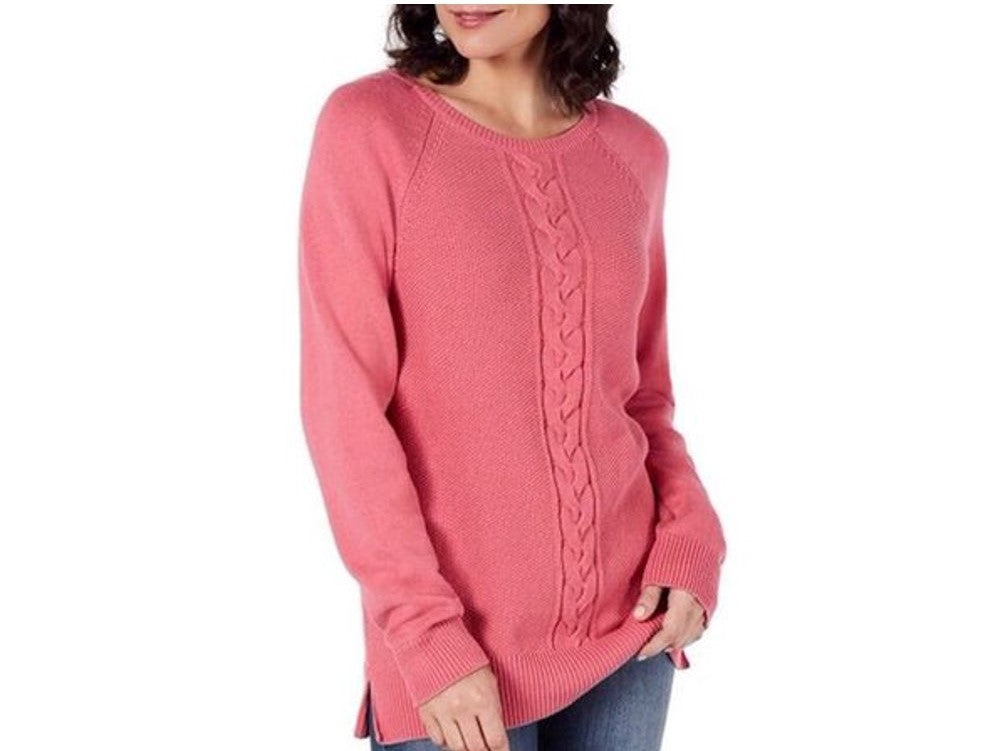 Karen Scott Cardigan Feminino de Tricô com Cabo Rosa Tamanho Pequeno P