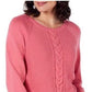 Karen Scott Cardigan Feminino de Tricô com Cabo Rosa Tamanho Pequeno P