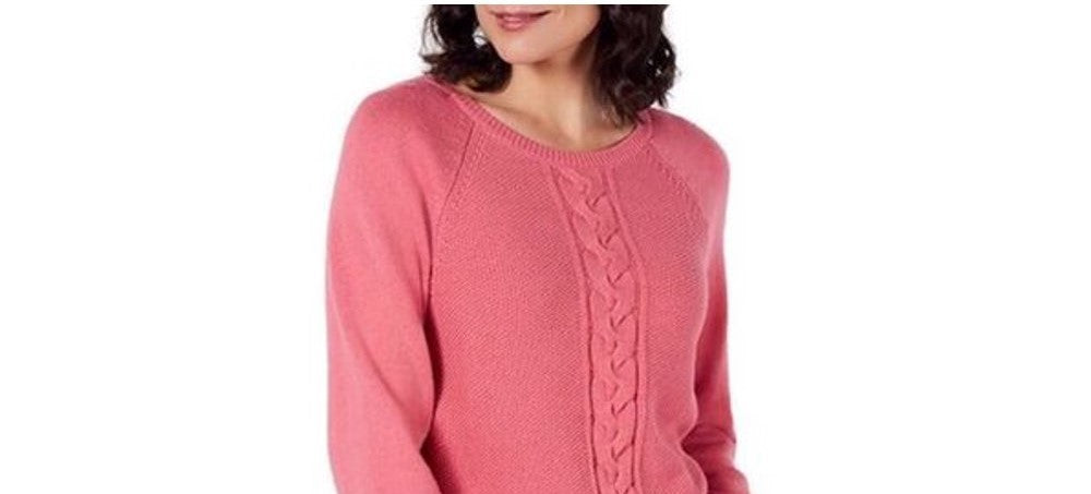 Karen Scott Cardigan Feminino de Tricô com Cabo Rosa Tamanho Pequeno P
