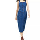Vestido jeans feminino OAT com botões e ajuste justo, azul, tamanho 8