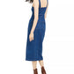 Vestido jeans feminino OAT com botões e ajuste justo, azul, tamanho 8
