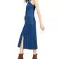 Vestido jeans feminino OAT com botões e ajuste justo, azul, tamanho 8