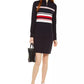 Vestido suéter feminino Tommy Hilfiger com zíper de um quarto, azul, tamanho X-S
