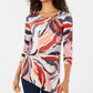 JM Collection Top assimétrico estampado feminino pequeno vermelho tamanho pequeno