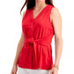 Blusa feminina sem mangas com amarração frontal Charter Club, vermelha, tamanho grande