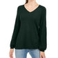 Suéter túnica feminino estilo &amp; co com manga bispo, verde, tamanho grande