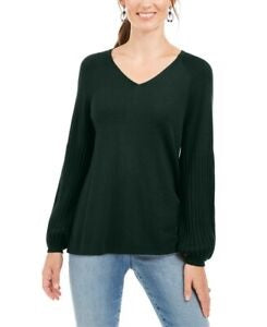 Suéter túnica feminino estilo &amp; co com manga bispo, verde, tamanho grande
