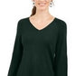 Suéter túnica feminino estilo &amp; co com manga bispo, verde, tamanho grande