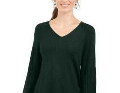 Suéter túnica feminino estilo &amp; co com manga bispo, verde, tamanho grande
