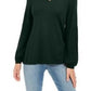 Suéter túnica feminino estilo &amp; co com manga bispo, verde, tamanho grande