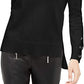 Suéter feminino Michael Kors Plus Size com manga amarrada, preto, tamanho 3X