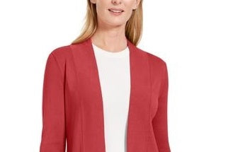 Cardigan feminino pequeno com abertura frontal, tamanho PS, vermelho, da coleção JM