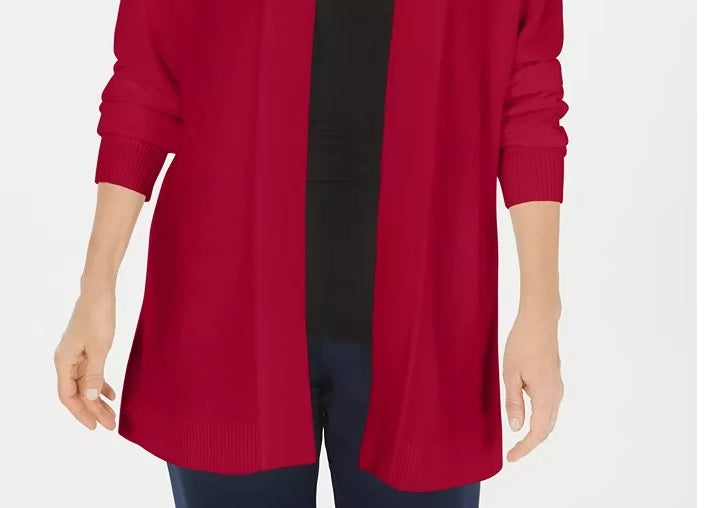Karen Scott Cardigan Feminino Frente Aberta Vermelho Tamanho Pequeno Pequeno
