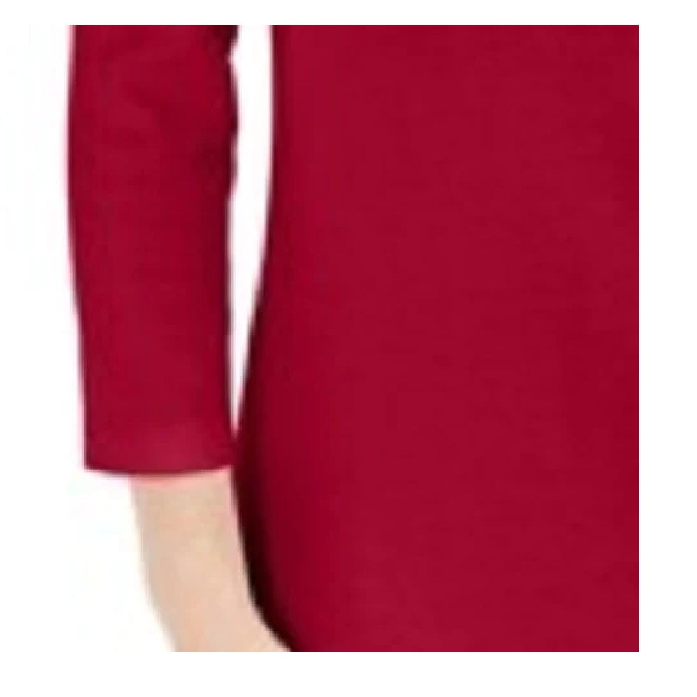Camisa Henley de algodão feminina Karen Scott, vermelha, tamanho pequeno G