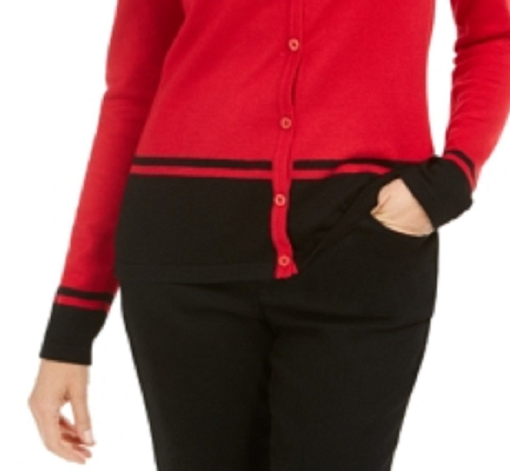 Karen Scott Blusa Feminina Estampada Manga Longa Gola Joia Vermelha Tamanho Pequeno