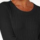 Karen Scott Suéter Feminino de Tricô de Algodão Preto Tamanho PXL