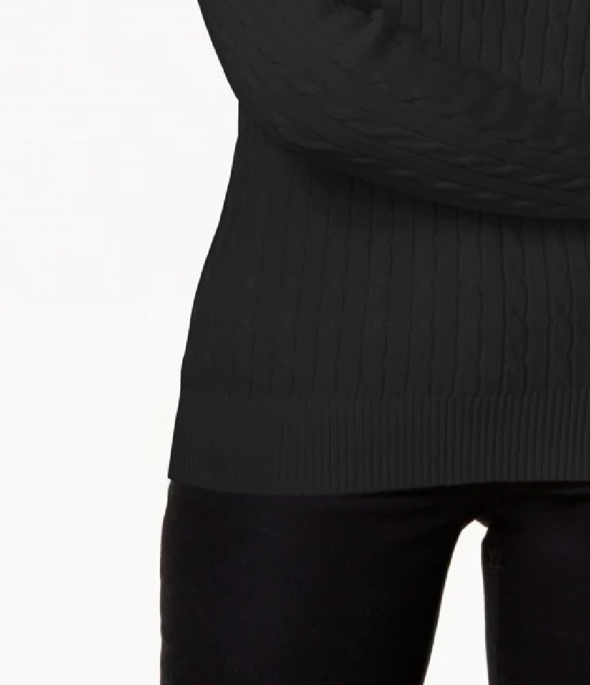 Karen Scott Suéter Feminino de Tricô de Algodão Preto Tamanho PXL
