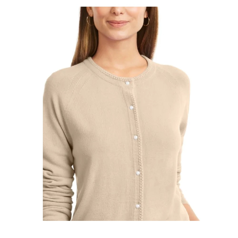 Karen Scott Cardigan Feminino Luxsoft Botão Marrom Tamanho Pequeno P