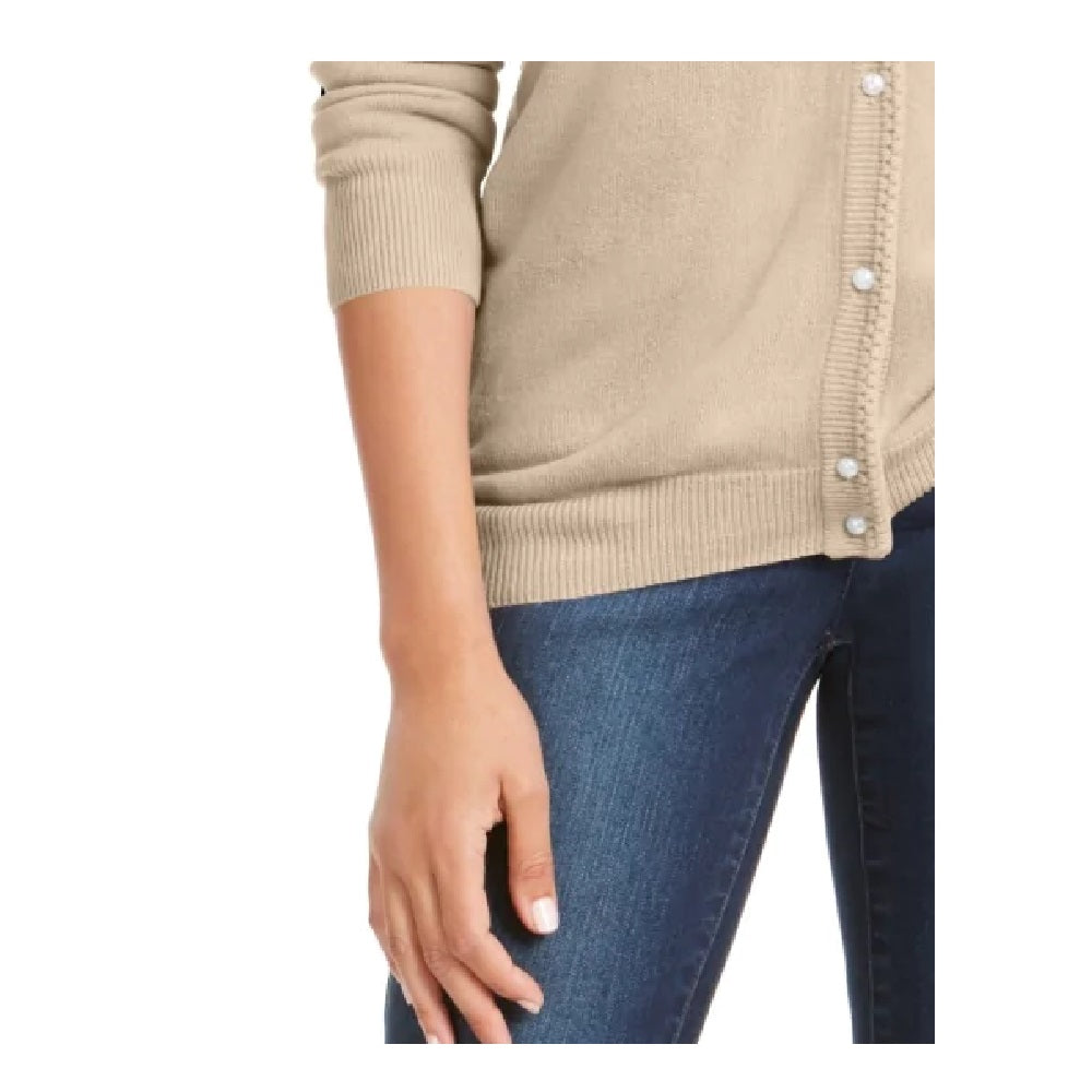 Karen Scott Cardigan Feminino Luxsoft Botão Marrom Tamanho Pequeno P