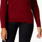 Karen Scott Suéter feminino canelado com decote em V, vermelho, tamanho X-S