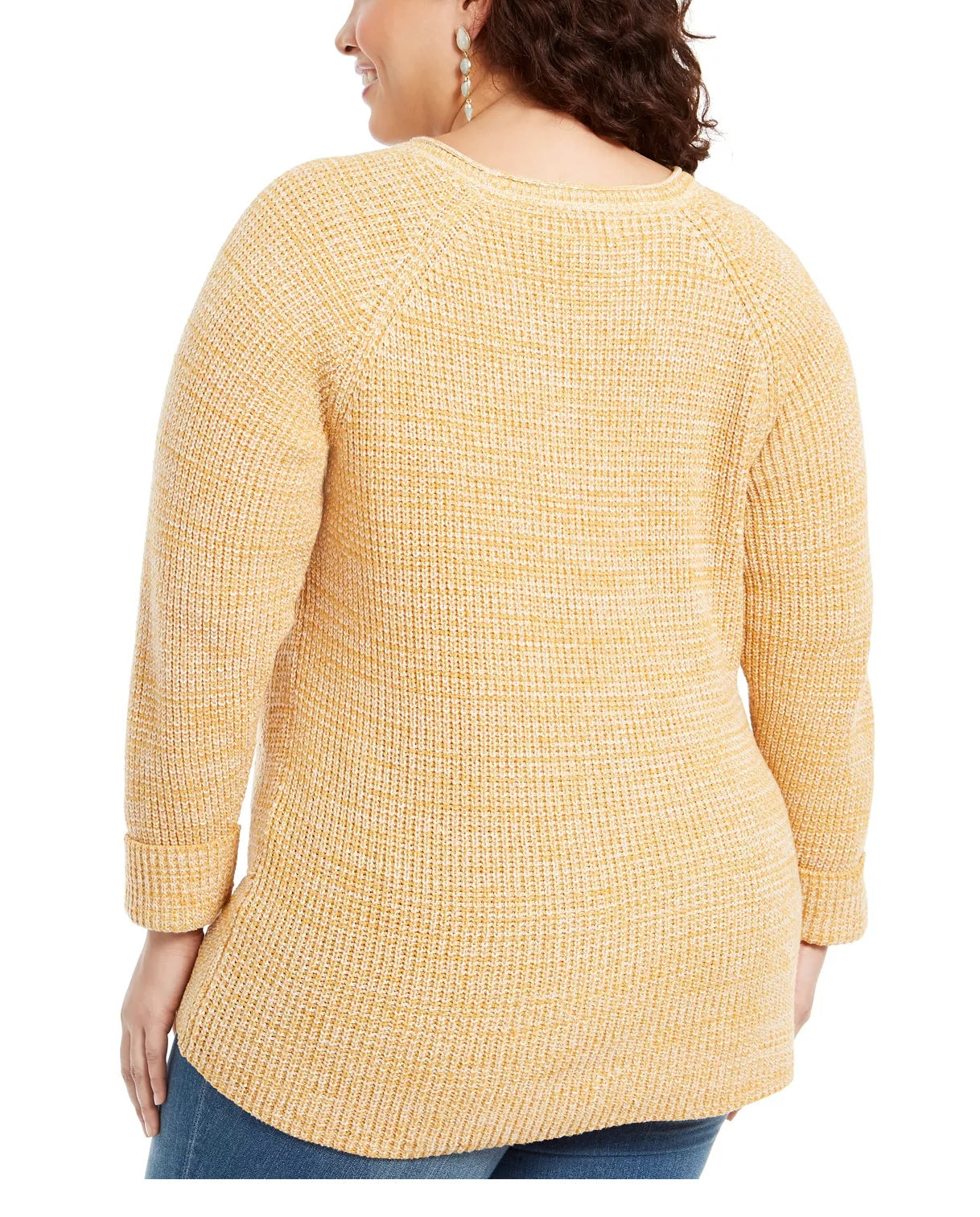 Suéter feminino estilo &amp; co plus size com acabamento em pointelle bege tamanho 1X