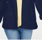 Karen Scott Sport French Terry Moletom com capuz feminino aberto na frente, azul, tamanho grande