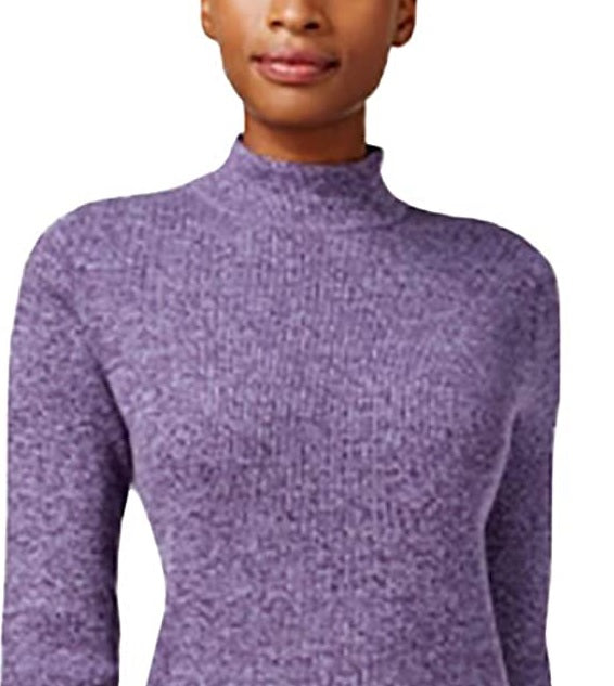 Karen Scott Suéter Feminino de Algodão com Gola Mock Roxo Tamanho XS