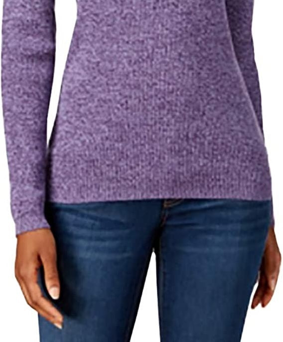 Karen Scott Suéter Feminino de Algodão com Gola Mock Roxo Tamanho XS