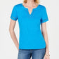 Blusa feminina Charter Club de algodão com decote aberto, turquesa, tamanho médio