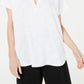 Blusa texturizada com decote em V pequena Alfani feminina - branca, tamanho PXL