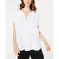 Blusa texturizada com decote em V pequena Alfani feminina - branca, tamanho PXL
